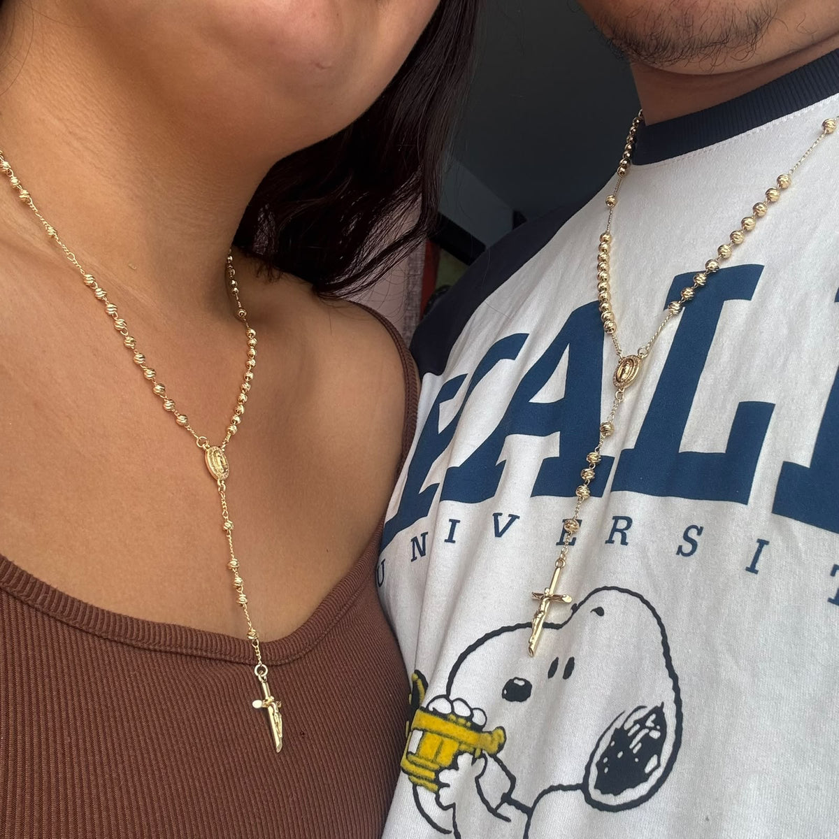 2 Rosarios en Oro Laminado 18k para Pareja